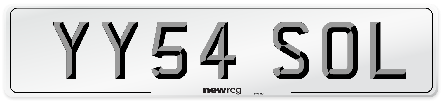 YY54 SOL Number Plate from New Reg